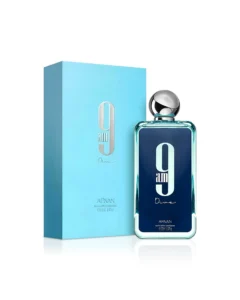 9am dive perfume bottle beside box against white background